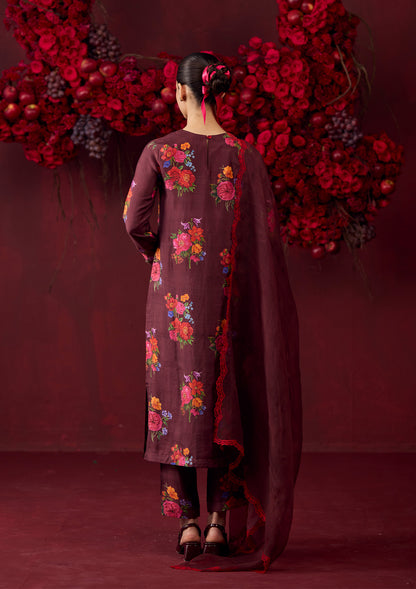 Enchanted Bloom Burgundy Kurta Set