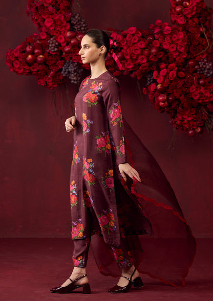 Enchanted Bloom Burgundy Kurta Set