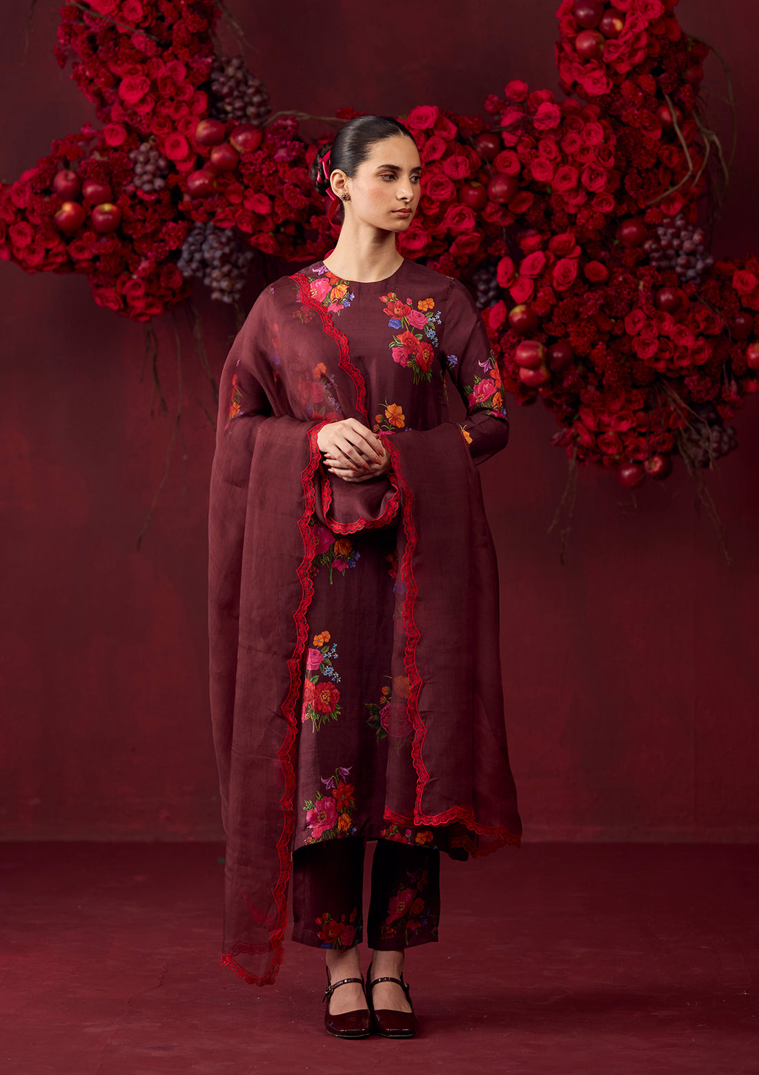 Enchanted Bloom Burgundy Kurta Set