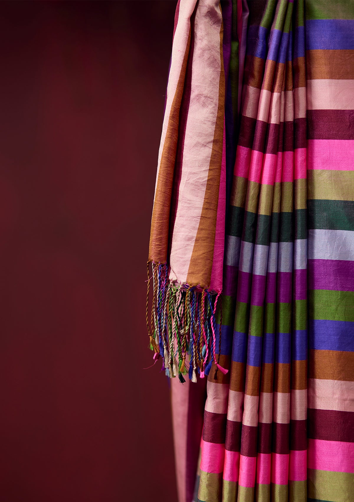 Playful Cascade Striped Saree