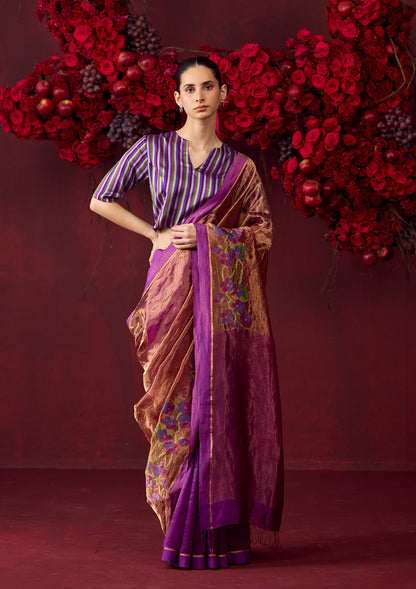 Regal Violet Jamdani Saree