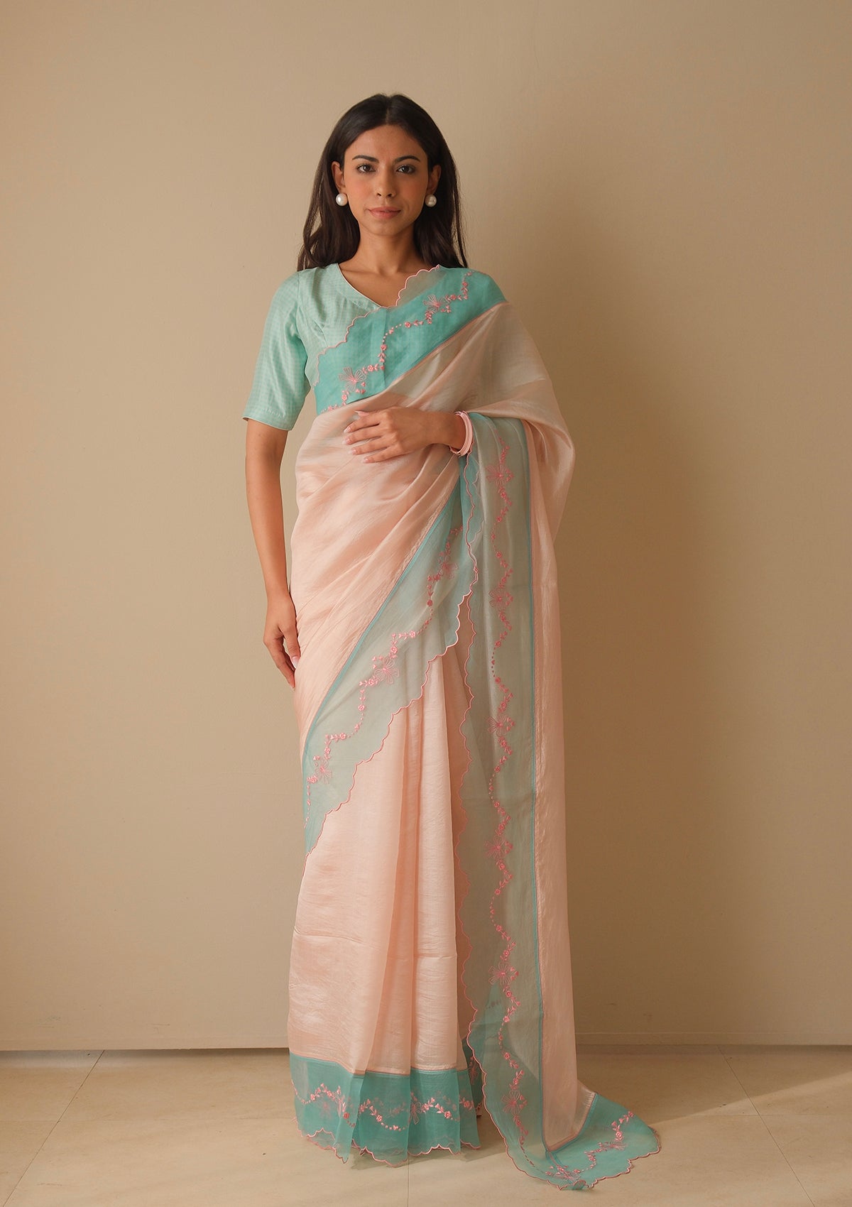 Moonglade Embroidered Pink Saree