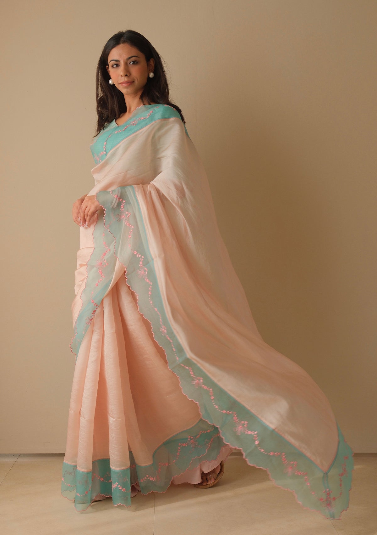 Moonglade Embroidered Pink Saree