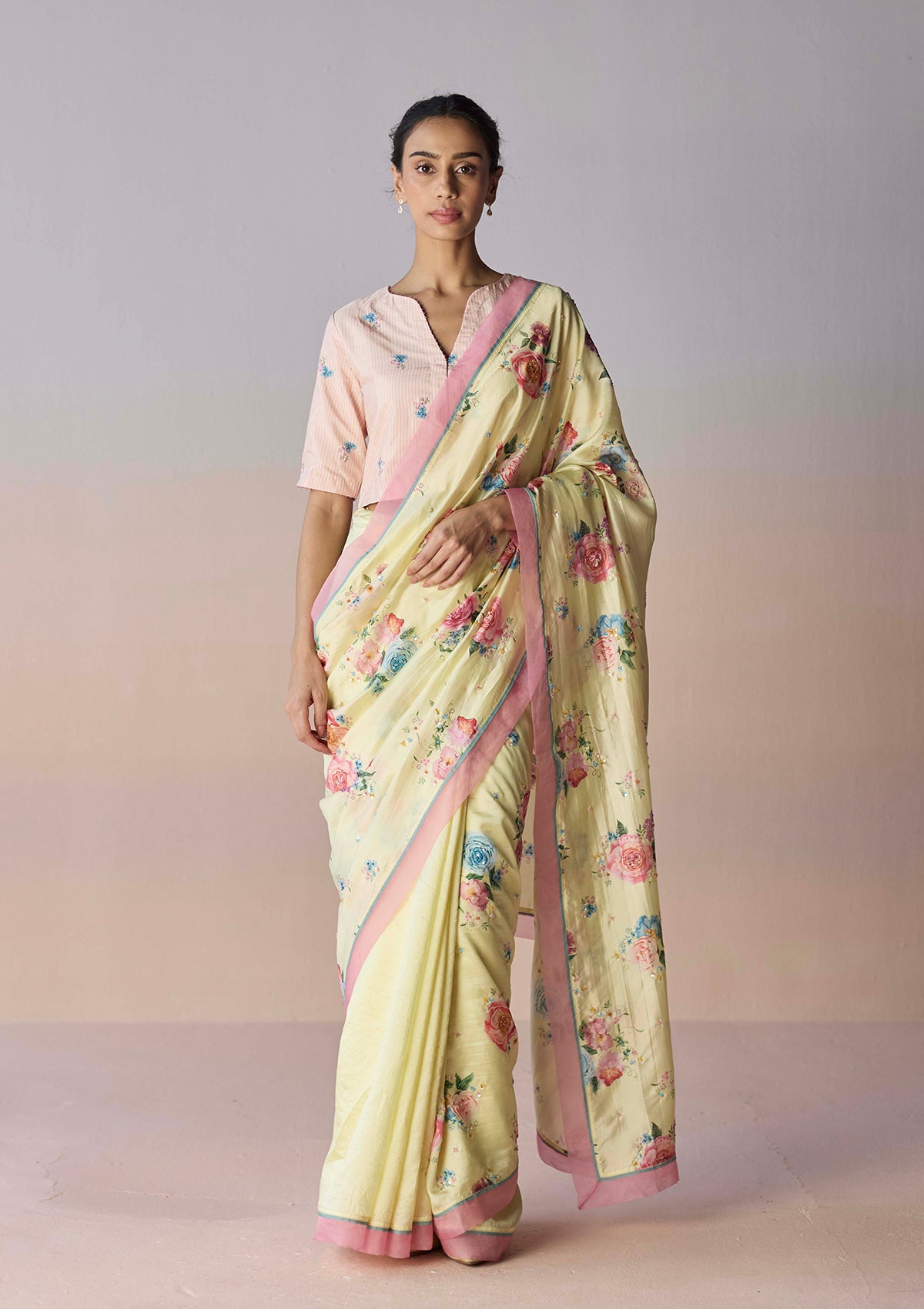 Kindred Petals Yellow Saree