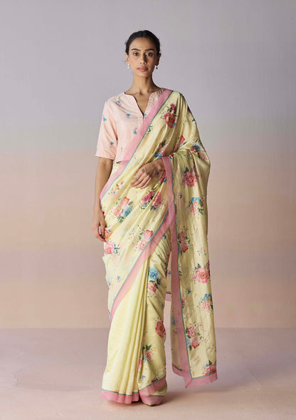 Kindred Petals Yellow Saree