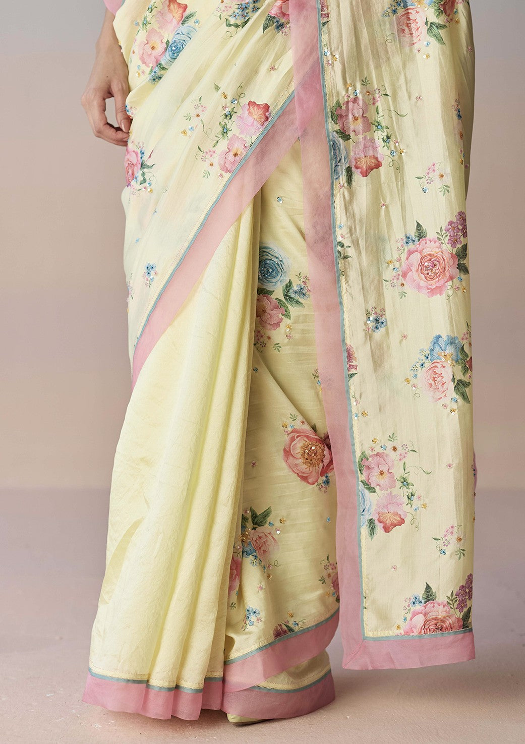 Kindred Petals Yellow Saree