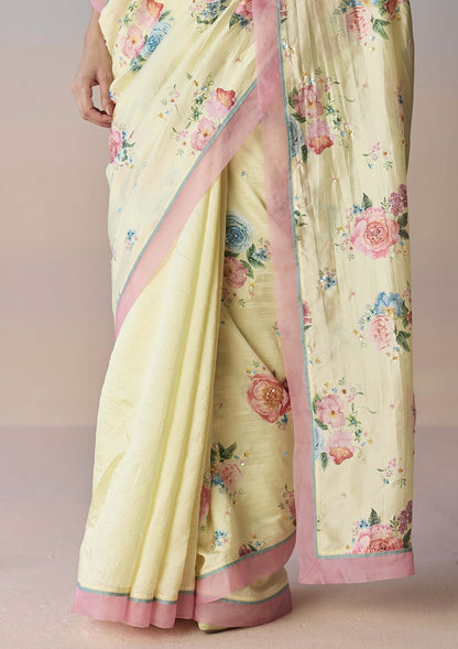 Kindred Petals Yellow Saree