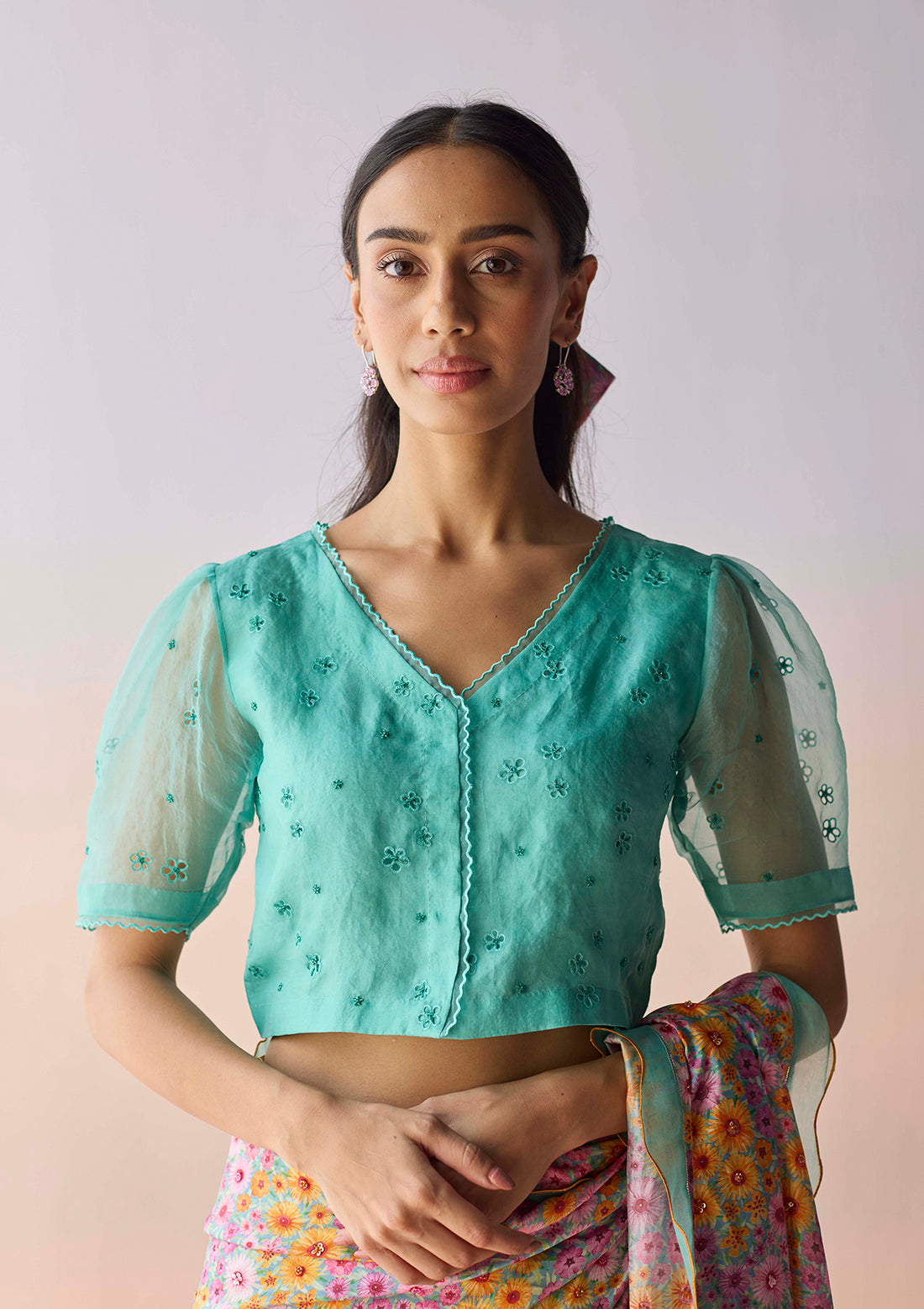 StarBloom Coral Blue Blouse