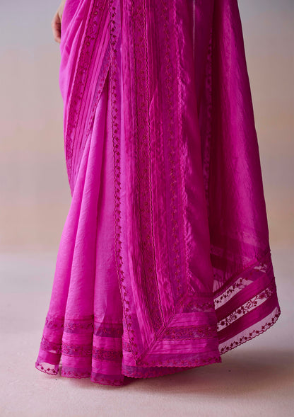 Whispering Ivy Embroidered Pink Saree
