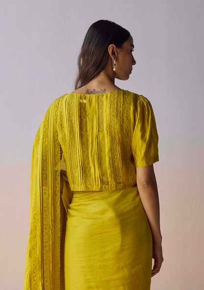 Whispering Ivy Embroidered Yellow Blouse