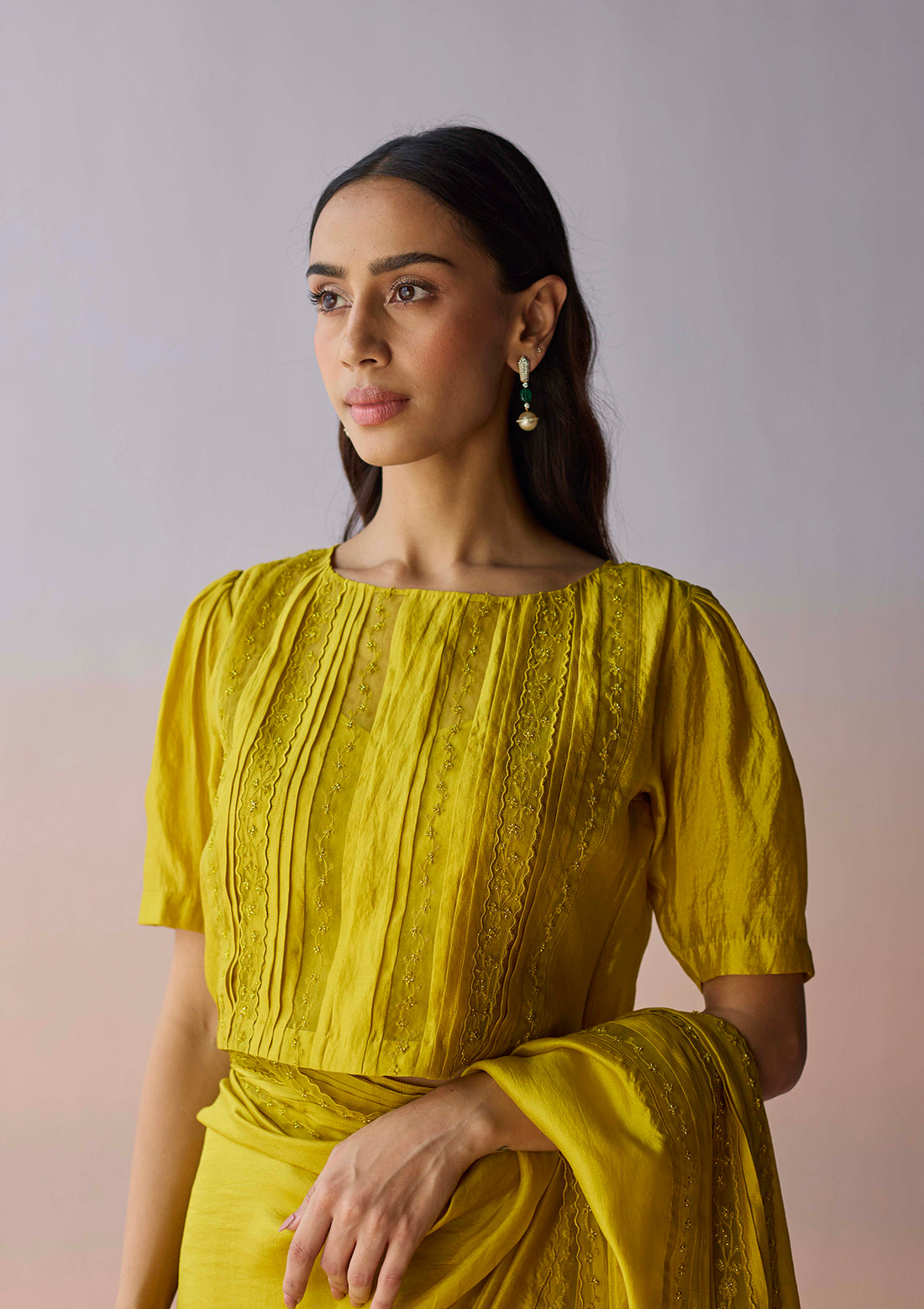 Whispering Ivy Embroidered Yellow Blouse