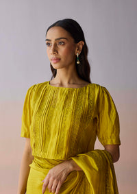 Whispering Ivy Embroidered Yellow Blouse