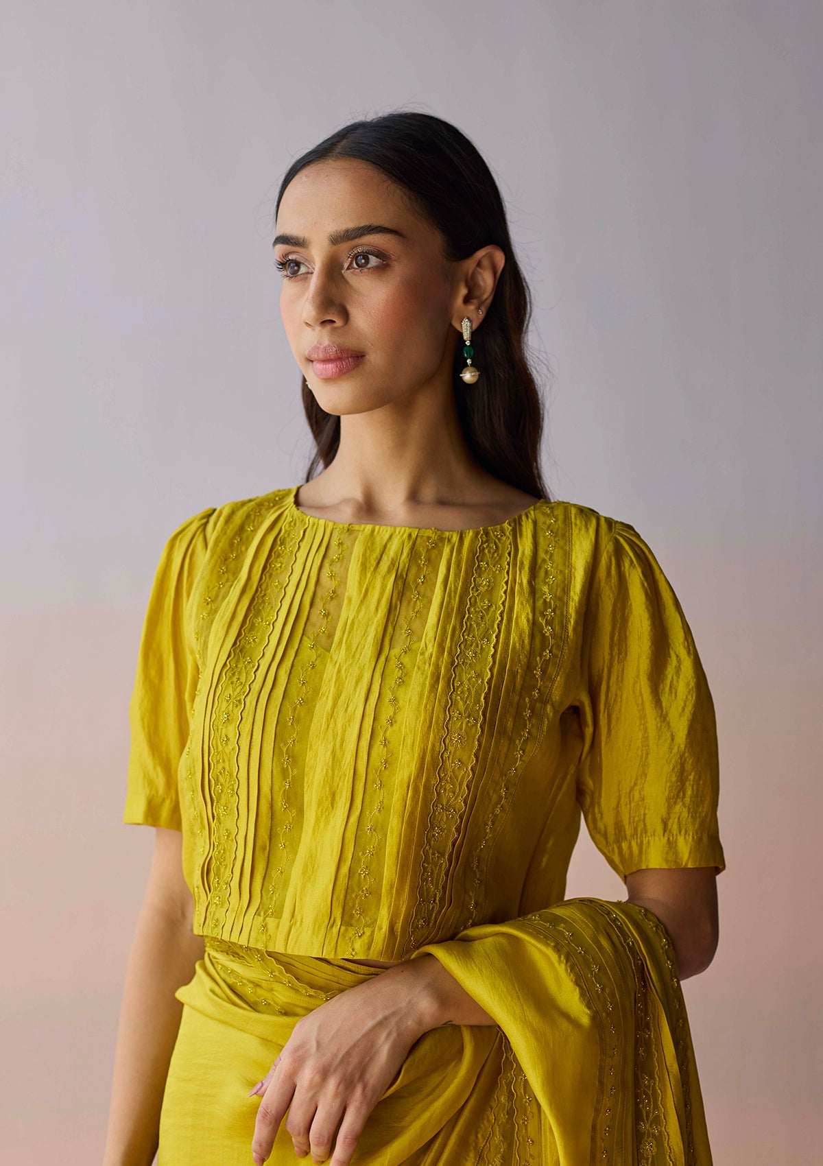 Whispering Ivy Embroidered Yellow Blouse