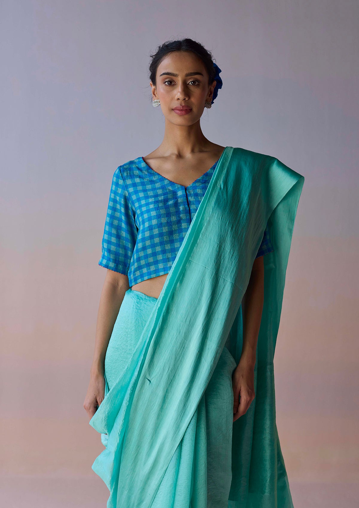 Infinite Grace Blue Saree