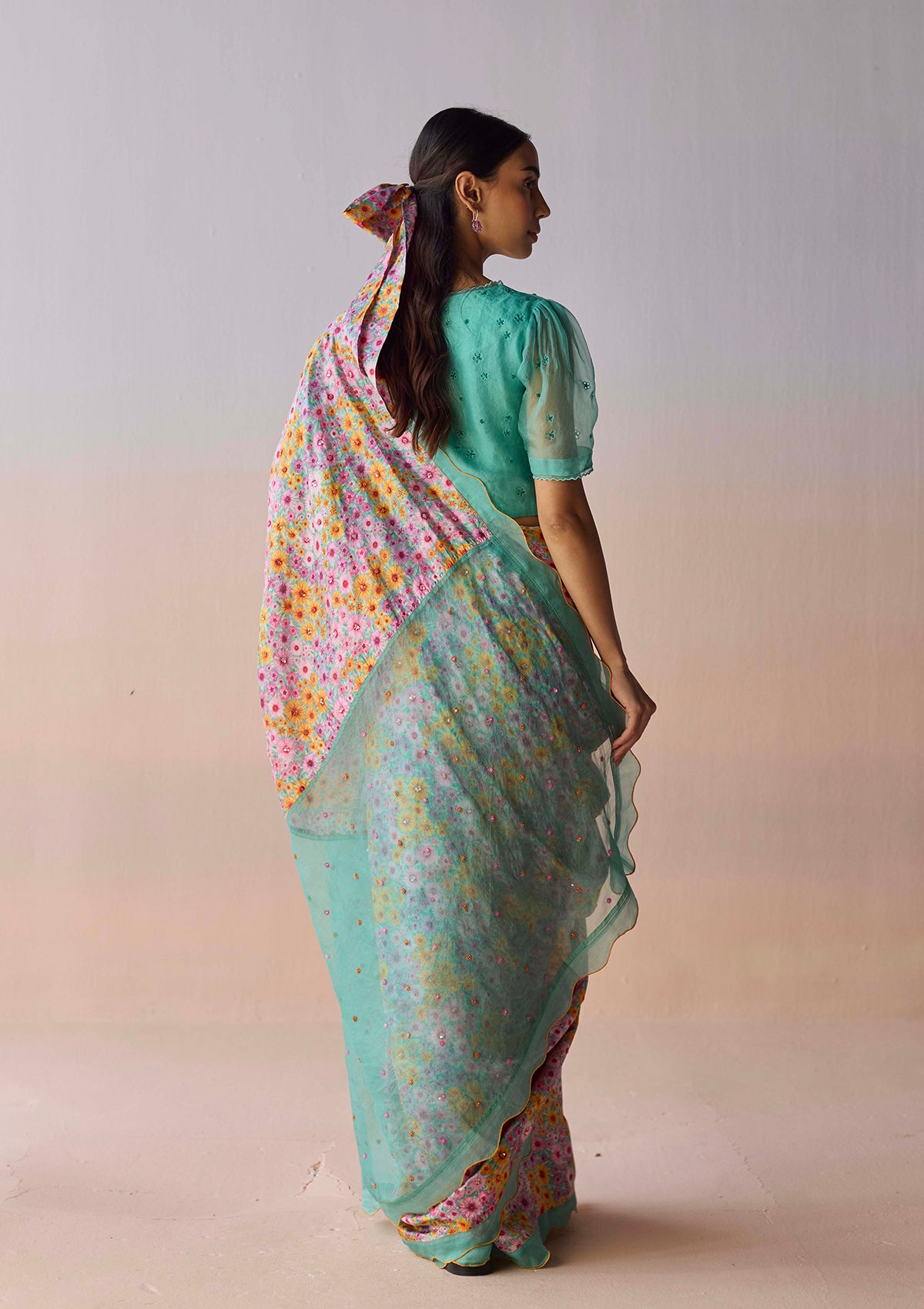Wildflower Dawn Blue Saree