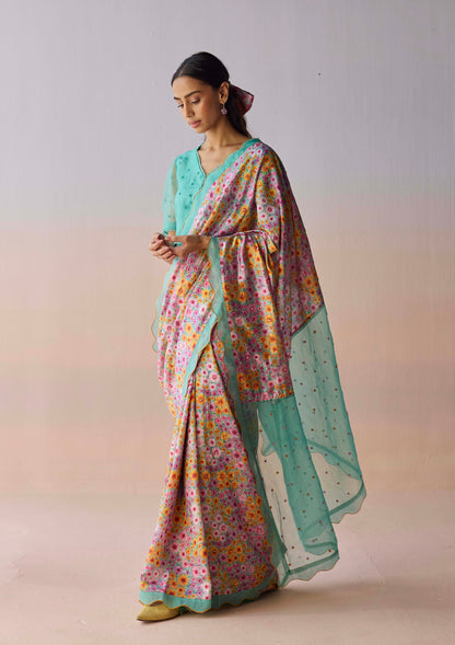 Wildflower Dawn Blue Saree