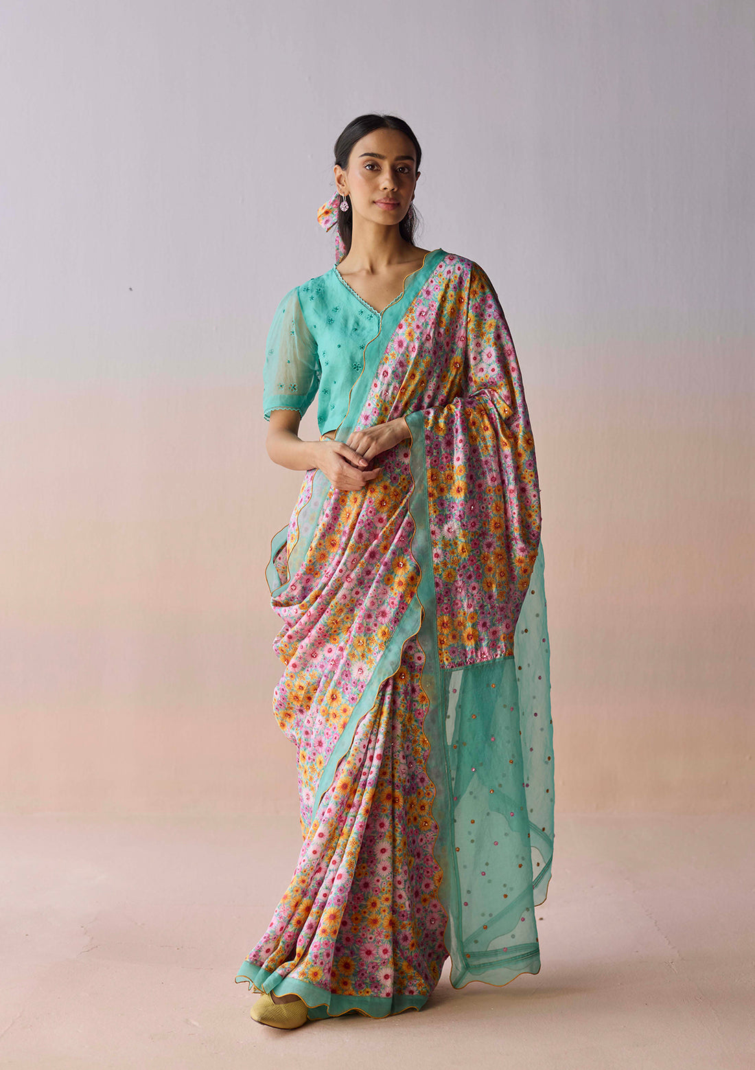 Wildflower Dawn Blue Saree