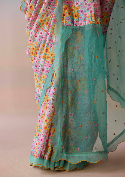 Wildflower Dawn Blue Saree