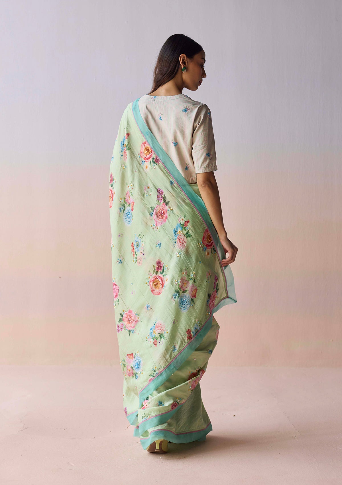 Kindred Petals Green Saree