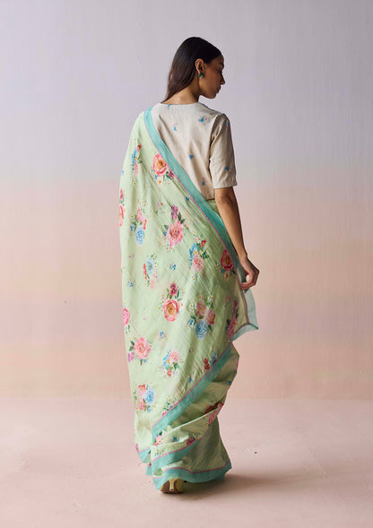 Kindred Petals Green Saree