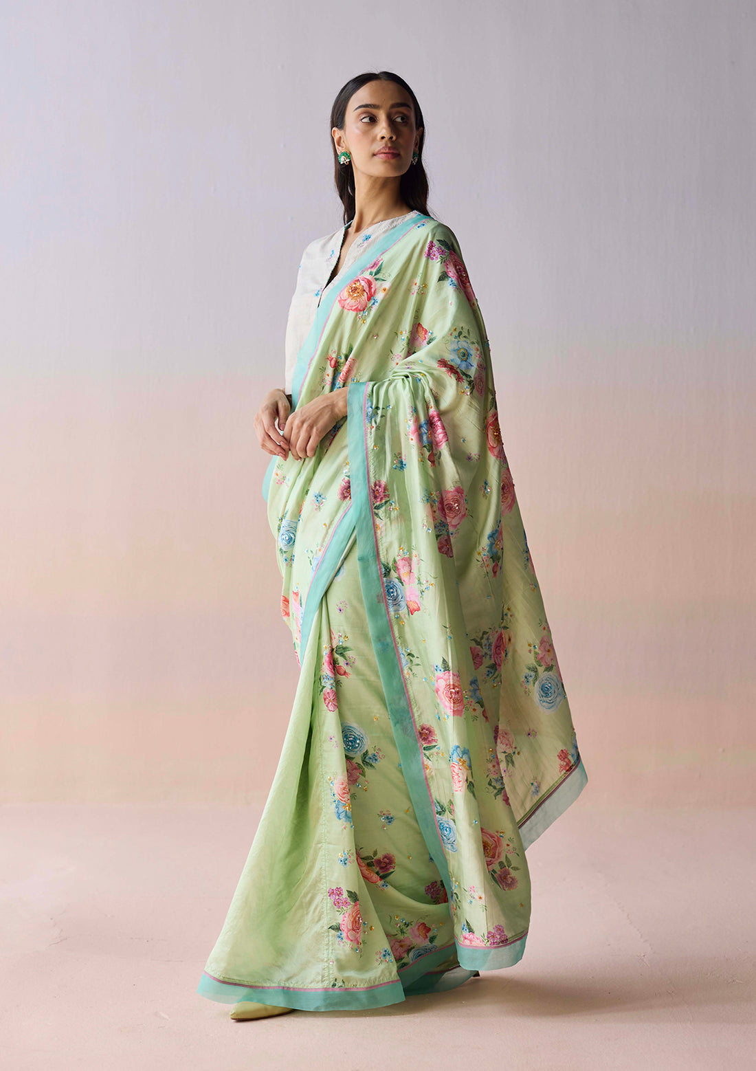 Kindred Petals Green Saree