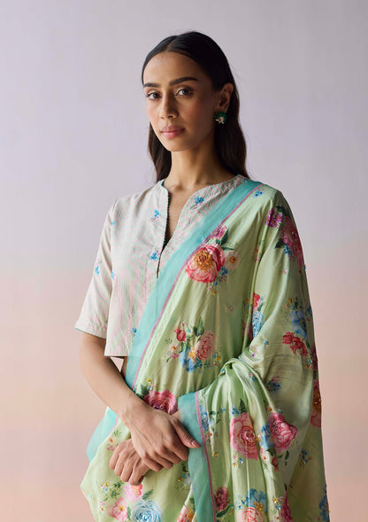 Kindred Petals Green Saree