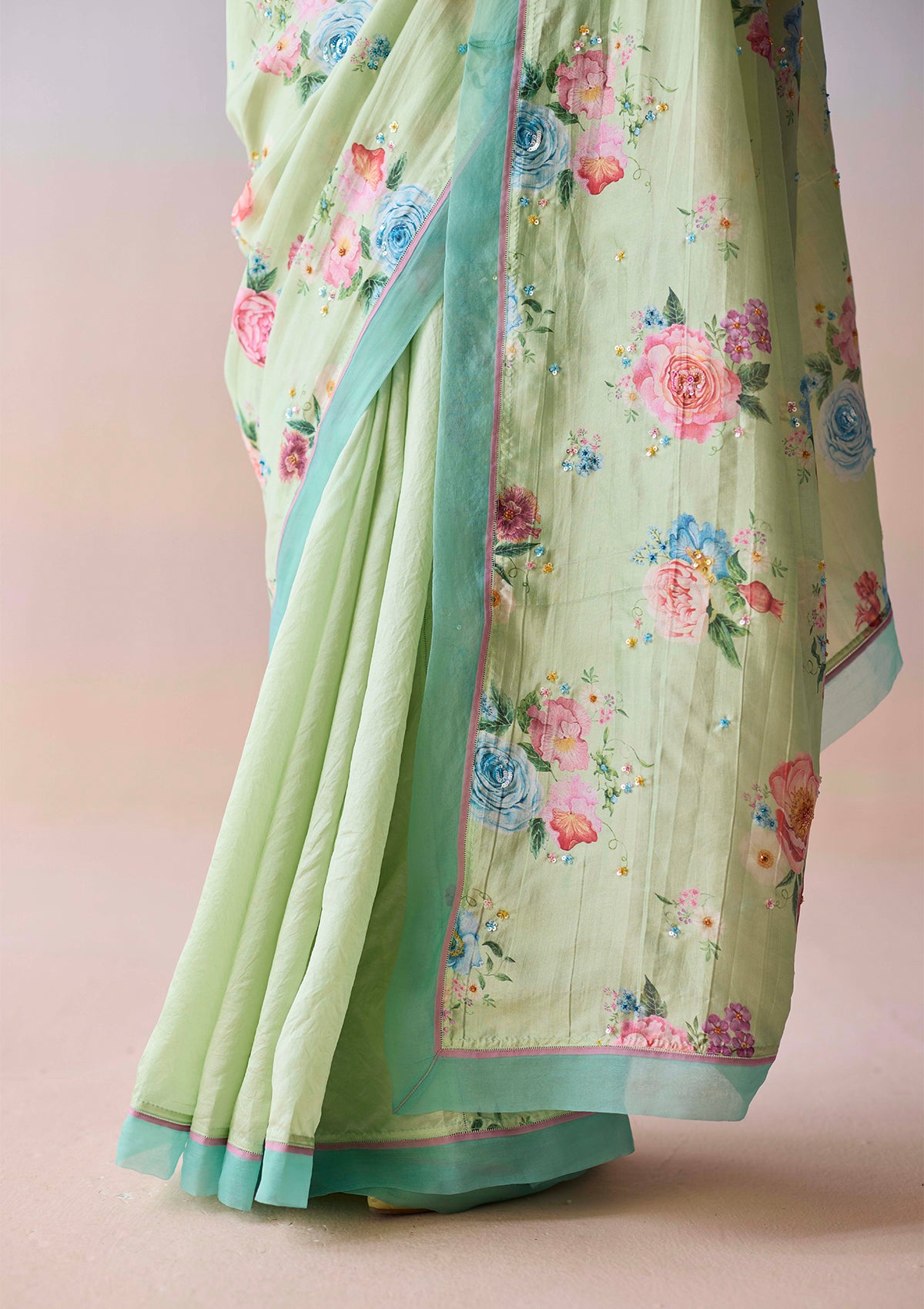 Kindred Petals Green Saree