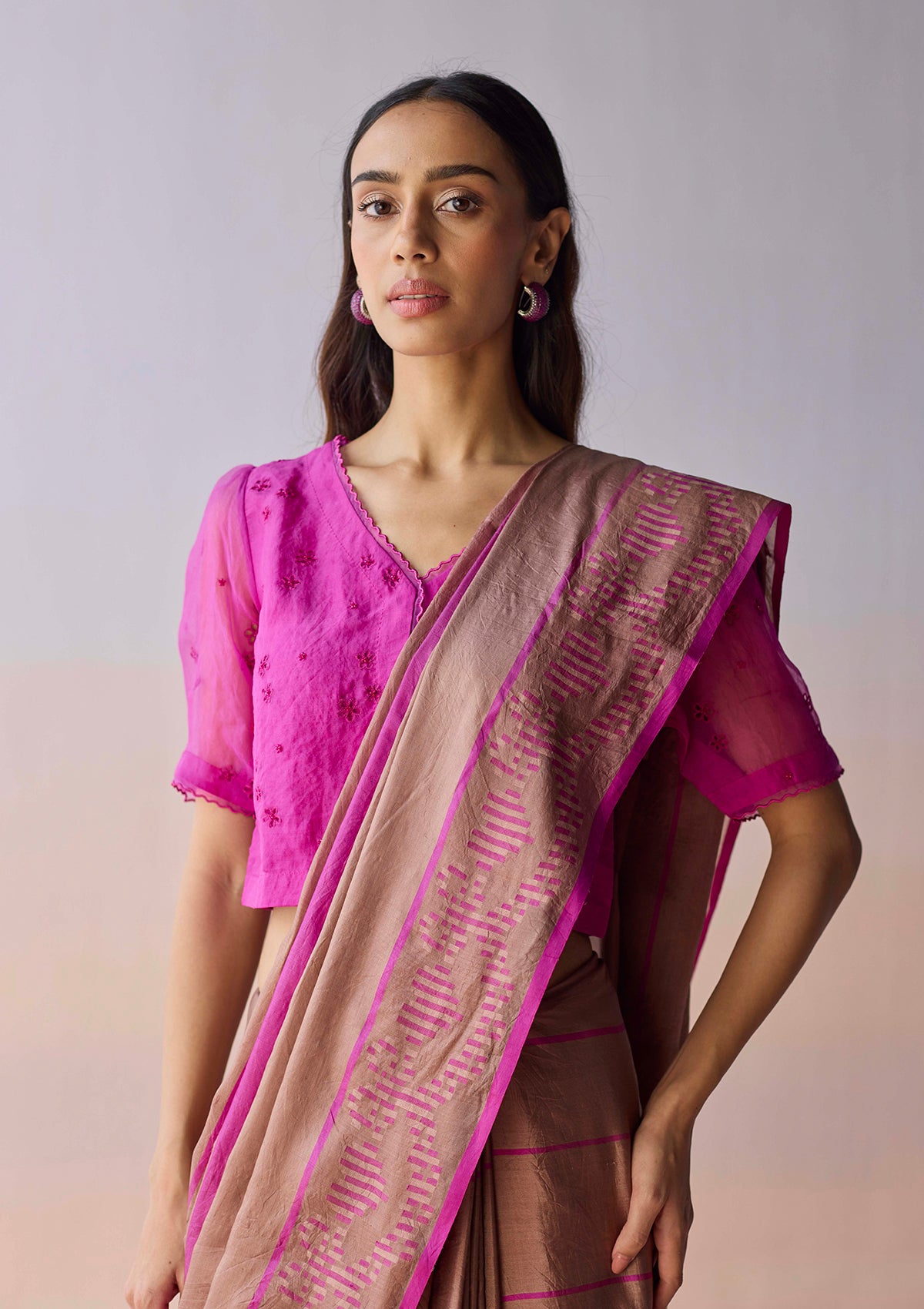 Blush Horizon Jamdani Saree