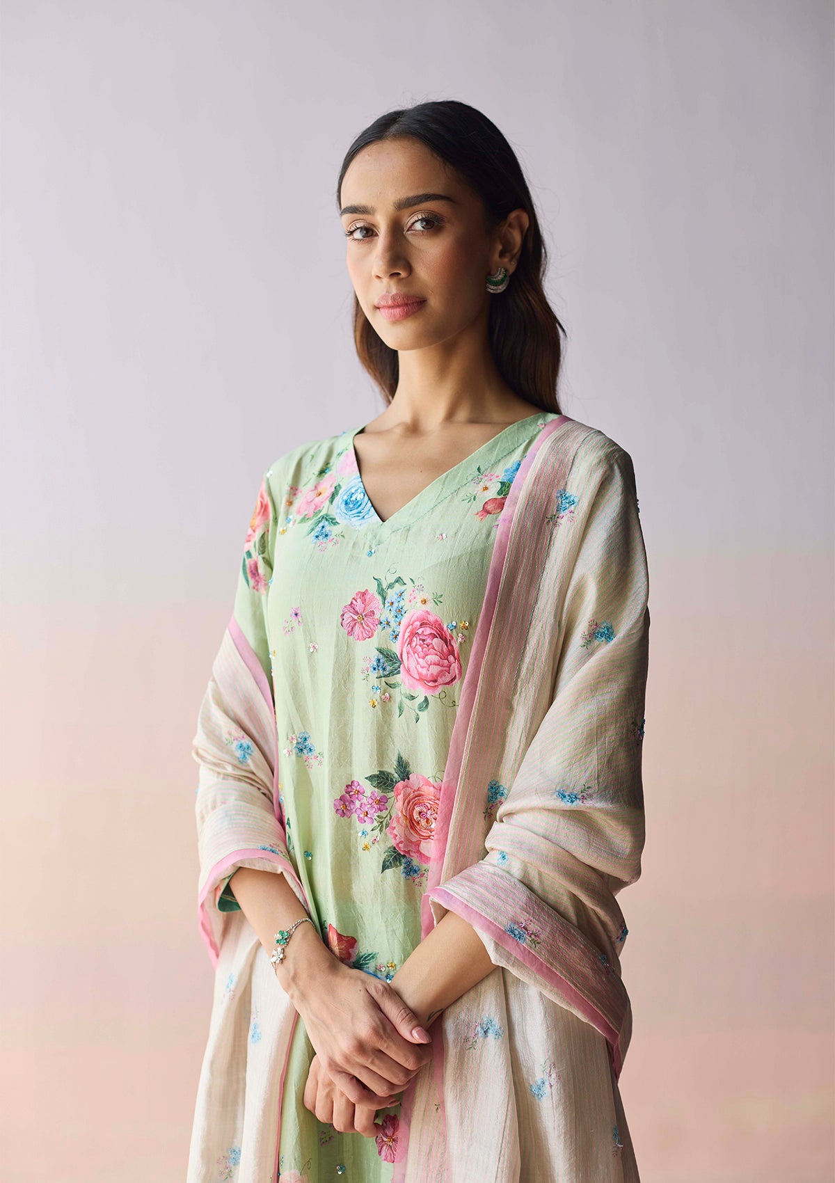 Kindred Petals Green Kurta Set