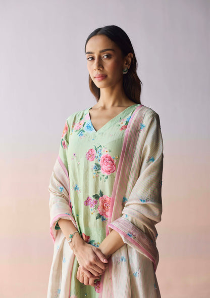 Kindred Petals Green Kurta Set