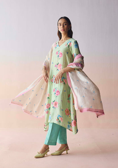 Kindred Petals Green Kurta Set