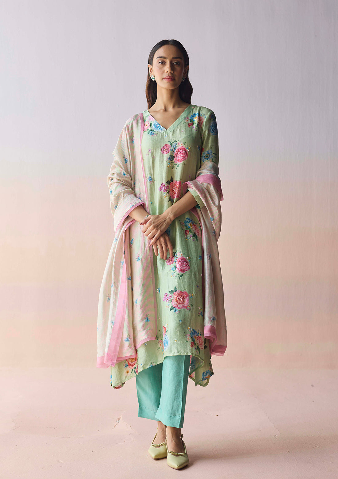 Kindred Petals Green Kurta Set
