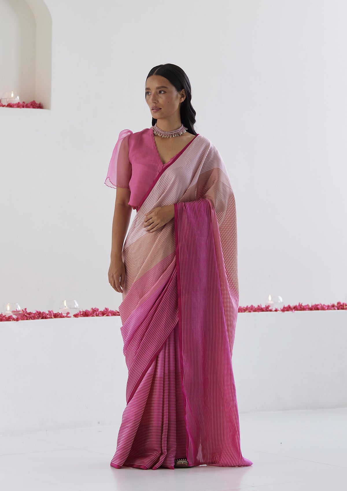 Silken Memoirs Striped Saree | Handloom Sarees - Surmaye