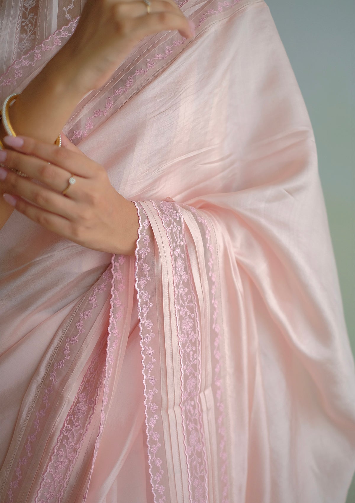 Whispering Ivy Pink Saree