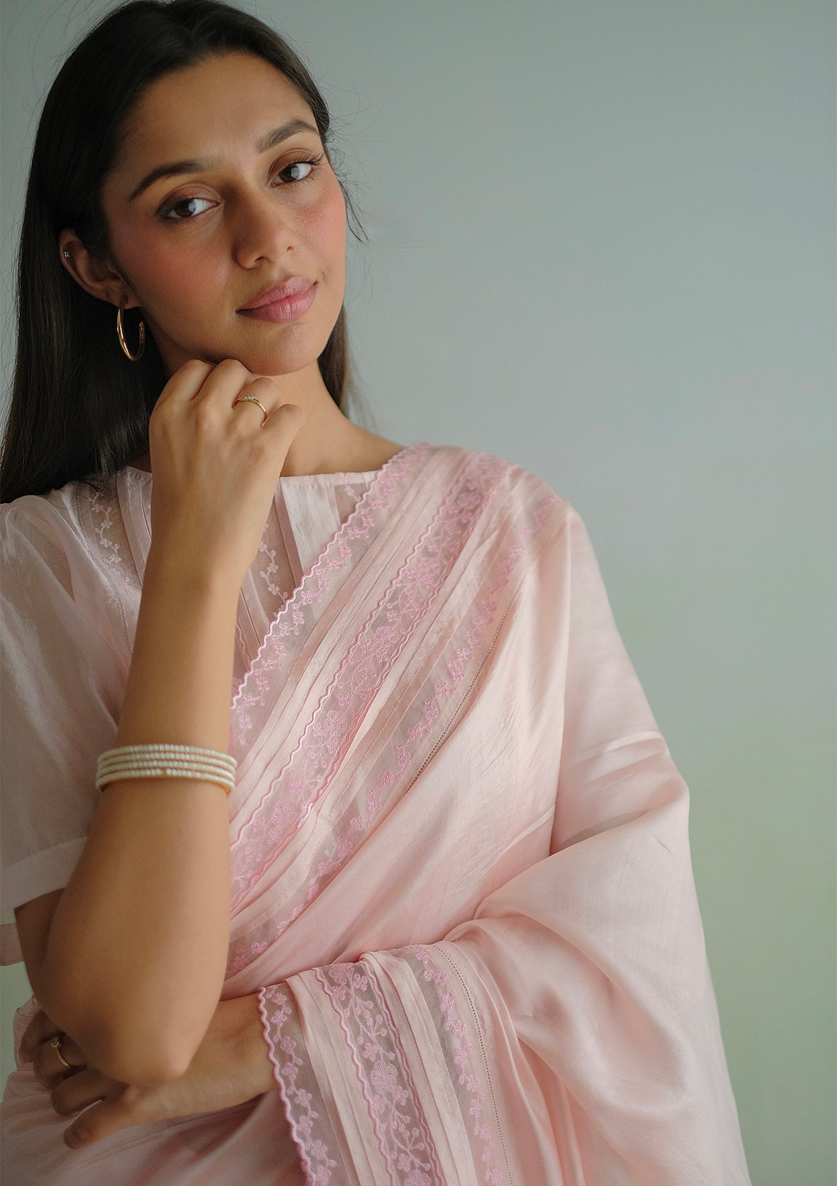 Whispering Ivy Pink Saree