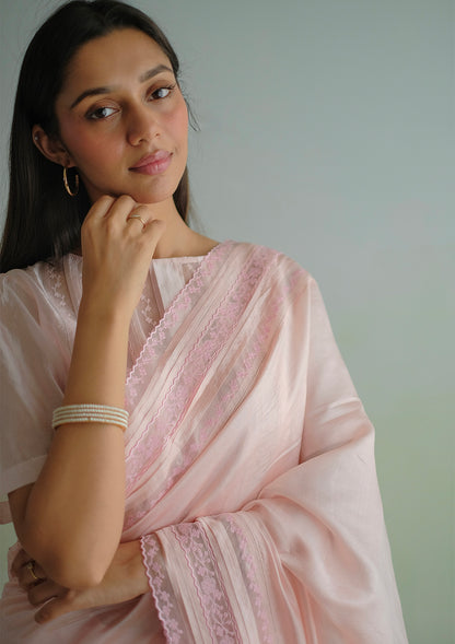 Whispering Ivy Pink Saree