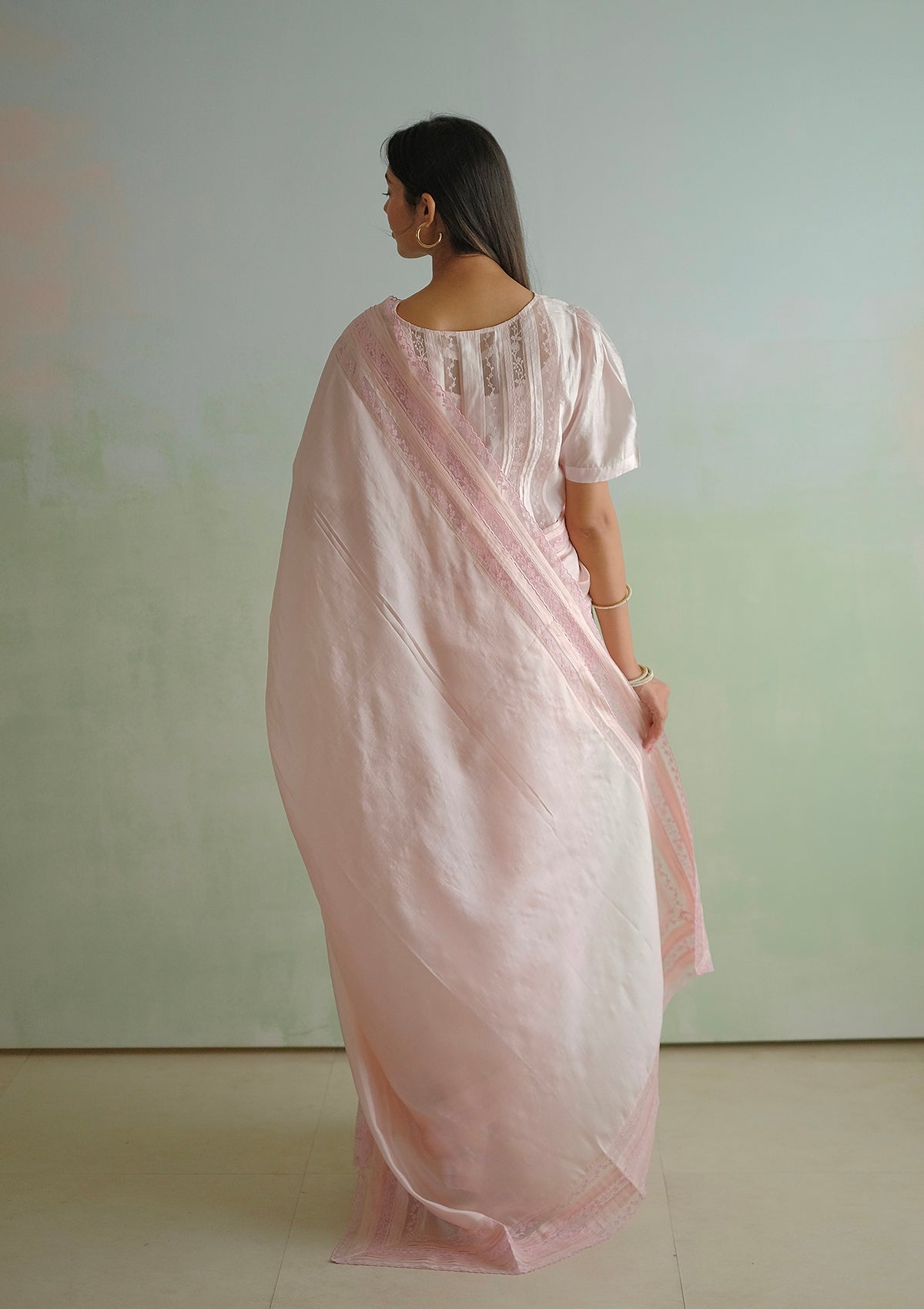 Whispering Ivy Pink Saree