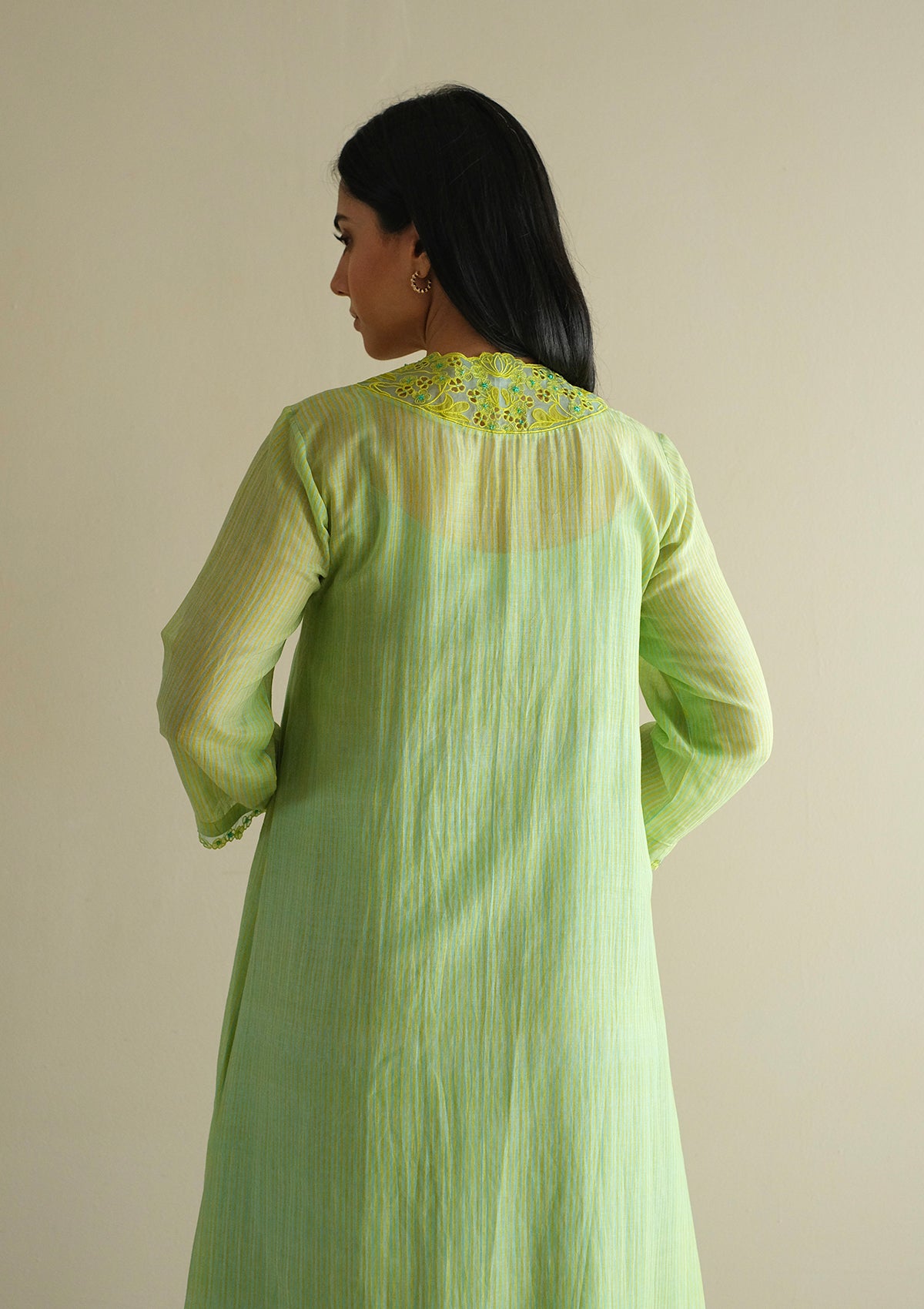 English Morning Green Embroidered Dress