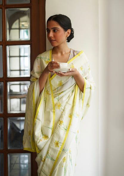 Aura Daffodil Yellow Saree