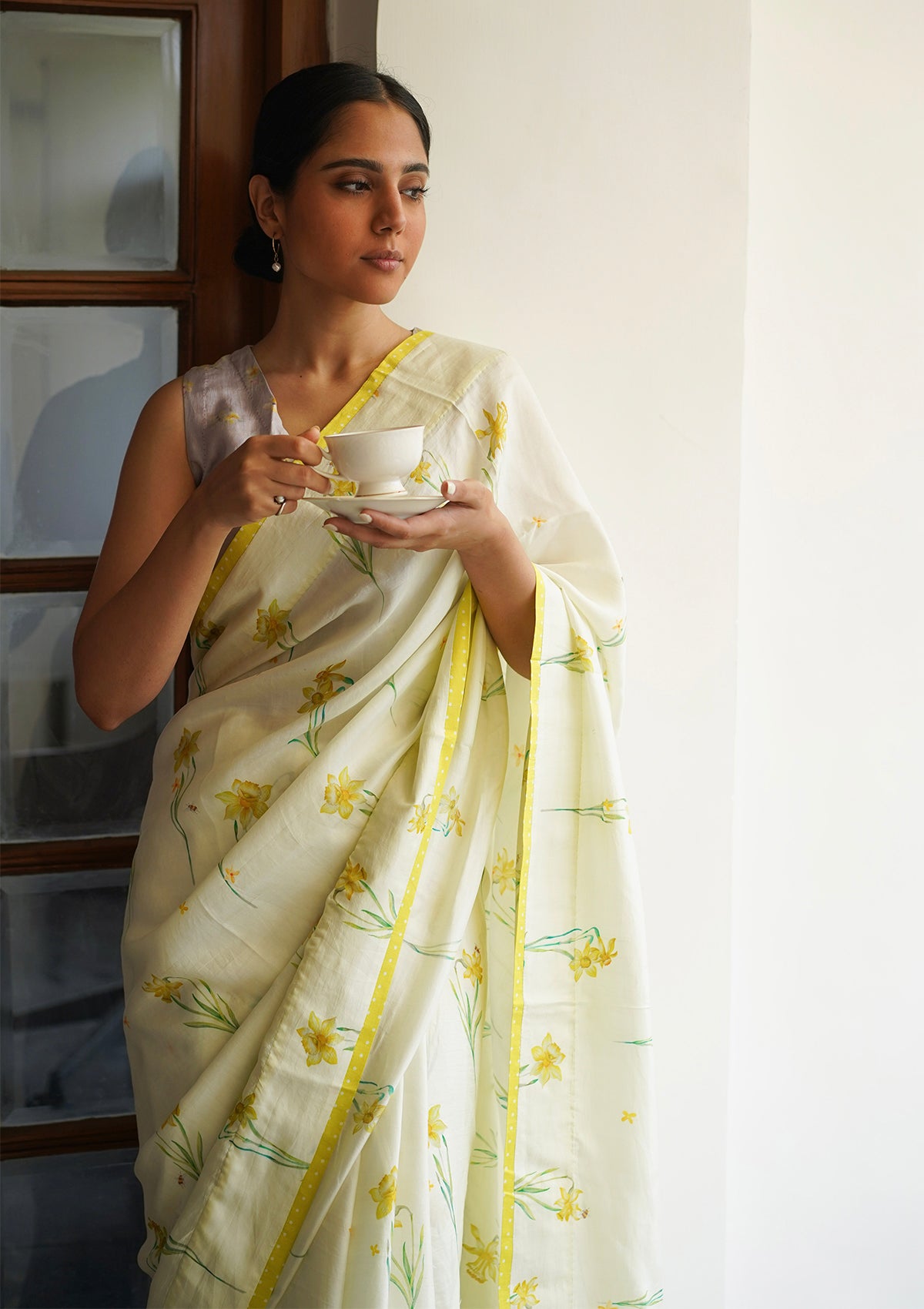 Aura Daffodil Yellow Saree