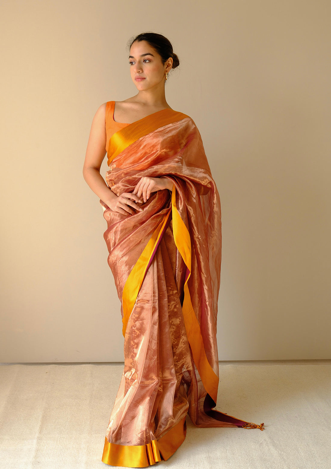 Serene Glow Burgundy Zari Saree