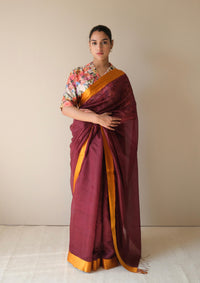 Serene Glow Burgundy Saree
