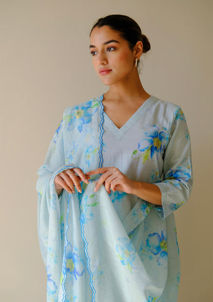 Aeris Poppy Blue Kurta Set