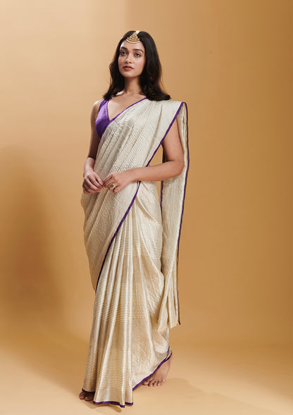 Ivory Silken Ripples Saree