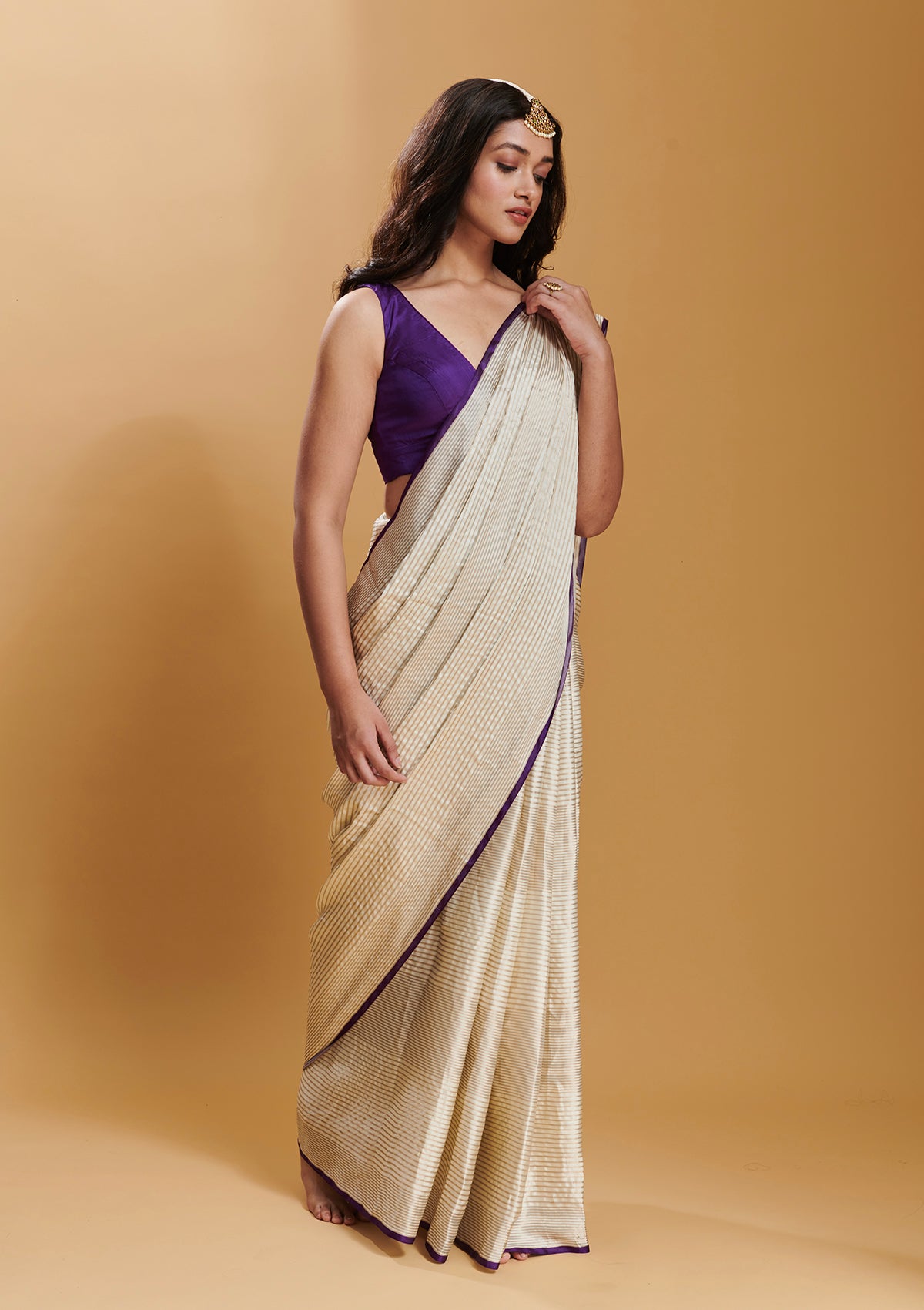 Ivory Silken Ripples Saree