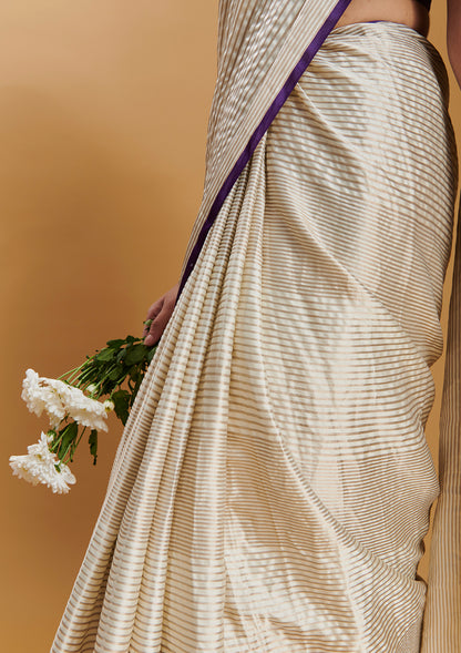 Ivory Silken Ripples Saree