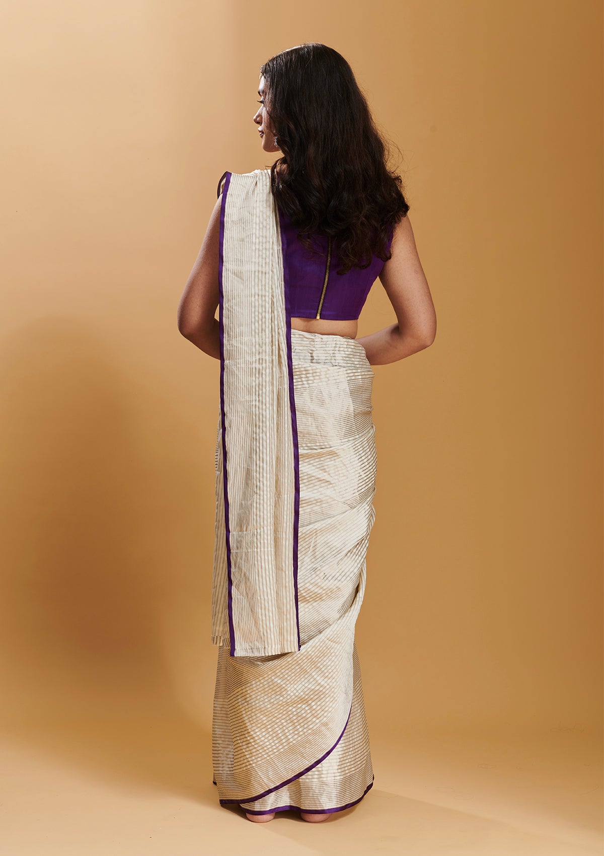 Ivory Silken Ripples Saree