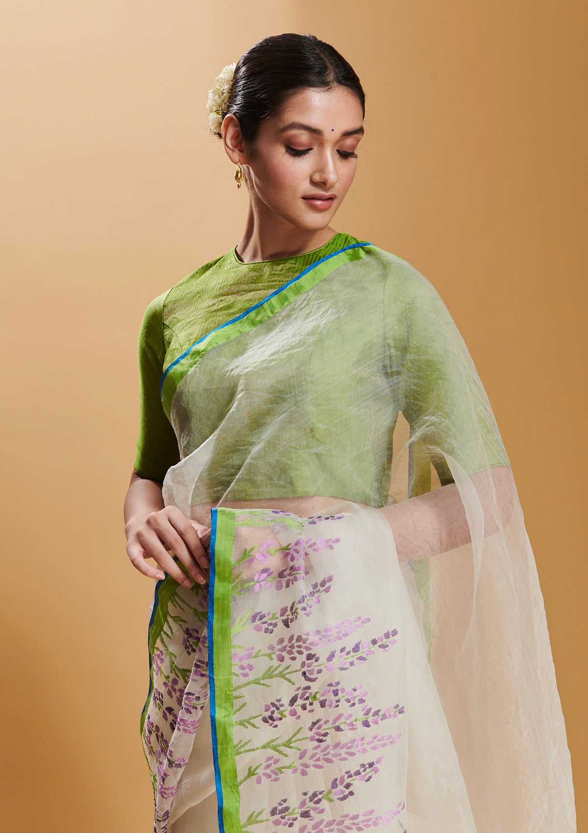 Lavender Field Jamdani Saree