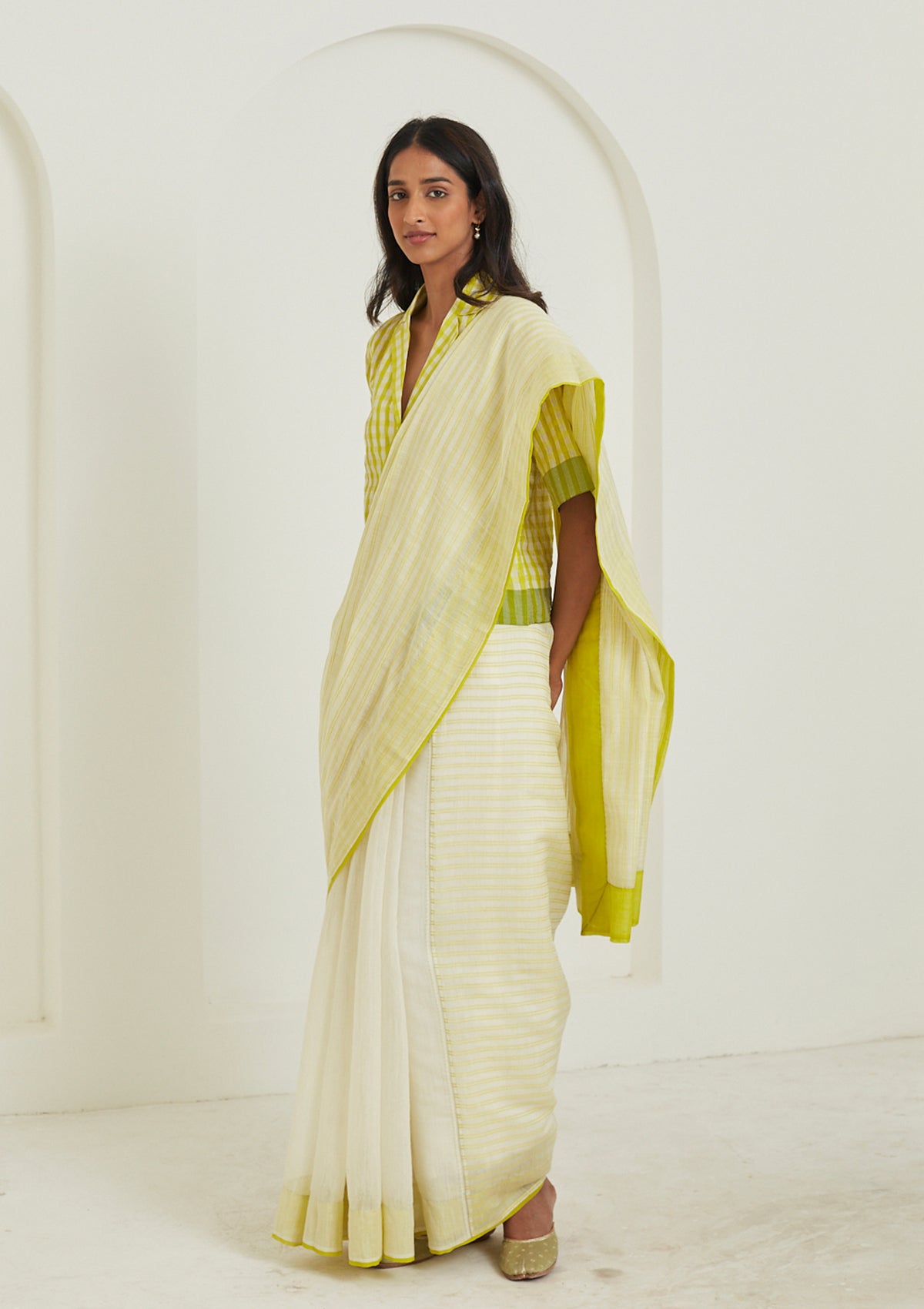 Nostalgia Lime Saree