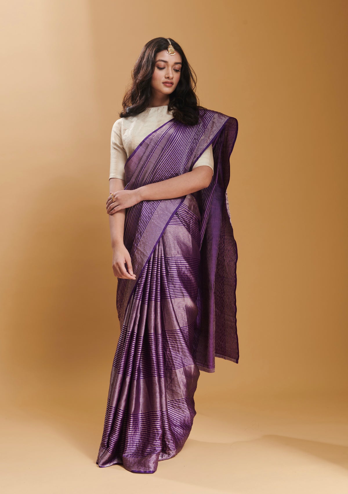 Purple Silken Ripples Saree